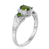 Natural Russian Diopside (Ovl), Diamond Ring in Platinum Overlay .925 ...