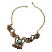 Natural Blue Howlite, Austrian Crystal Necklace (18-20 in) in Goldtone ...