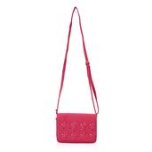 Hot Pink Vegan Leather Crossbody Bag (8x2x5 in)